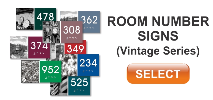 vintage series ADA room number sign